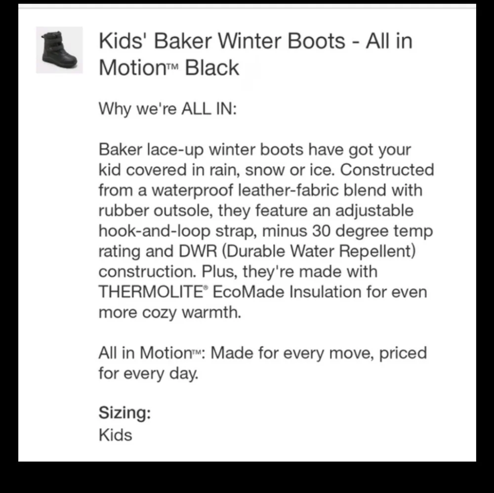 All In Motion Kids Baker Winter Boots
